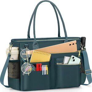 Durable 15.6'' Laptop Tote for Women - Functional & Chic Work Bag in Dark Green